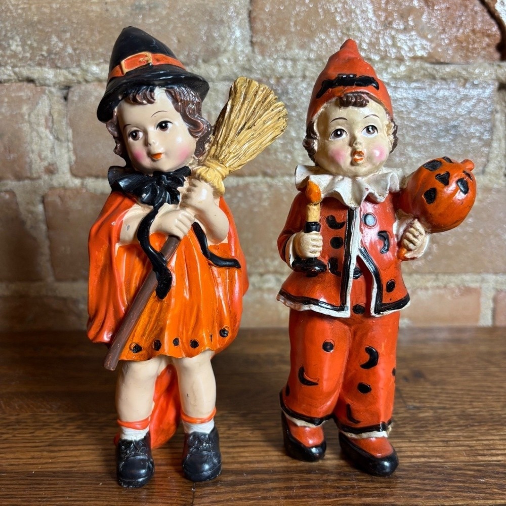 Halloween Hobby Lobby Set Clown Girl Witch Costumes Figurines Vintage Inspired